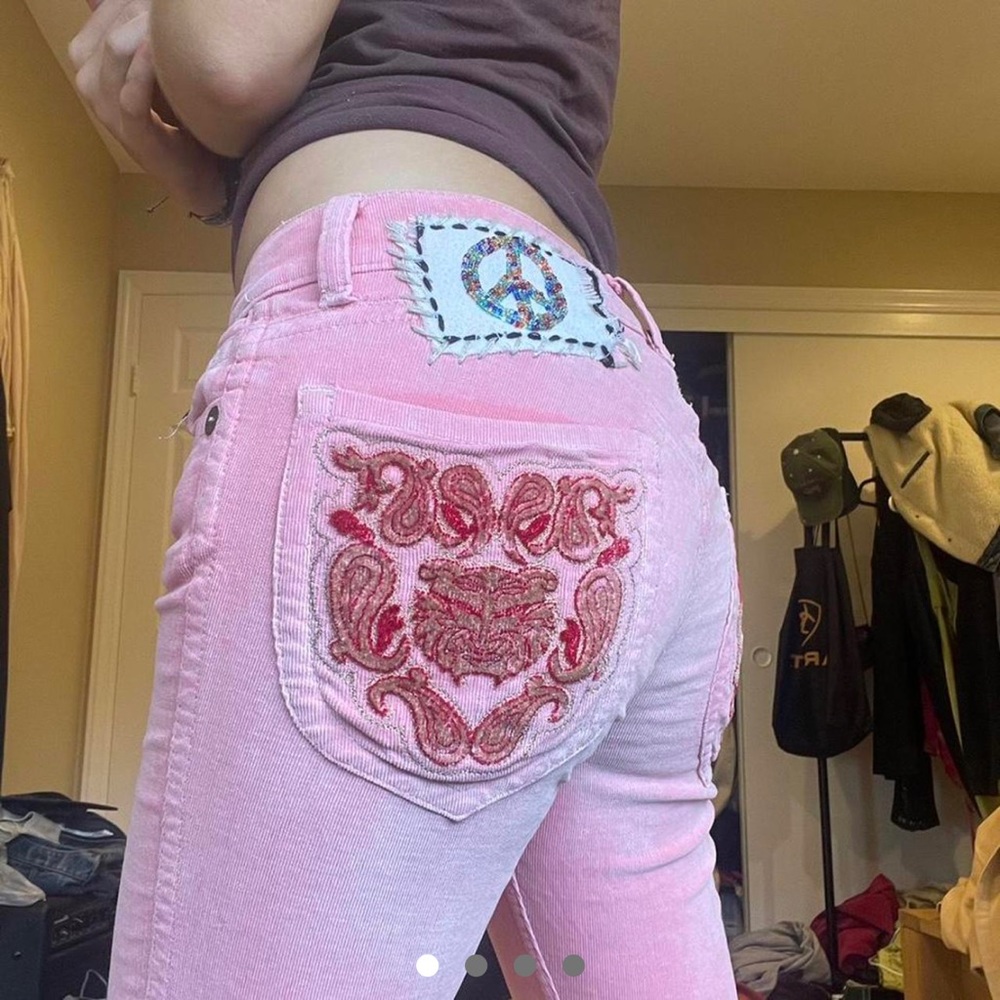 Pink corduroy boot cut pants